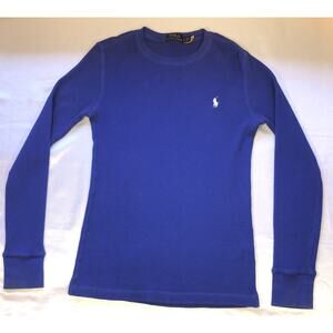 Polo Ralph Lauren Waffle Thermal Shirt Long Sleeve Blue White Pony Mens Sz S
